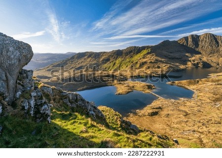 Beautiful landscape view of Llyn Llydaw lake in Snowdonia. North Wales