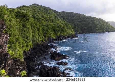 Beautiful landscape view of the National Park of American Samoa on the island of Tutuila.