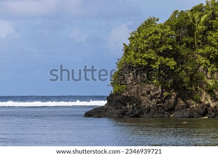 Beautiful landscape view of the National Park of American Samoa on the island of Tutuila.