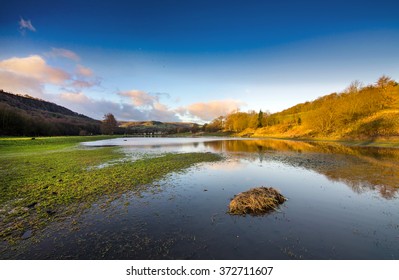 Beautiful Landscape With Water Reflection Taken At Mytholmroyd, West Yorkshire, UK.