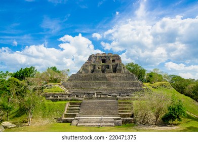 Beautiful Landscape Of Xunantunich Maya Site Ruins In Belize Caribbean