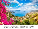 beautiful lanscape of riviera coast and turquiose water of cote dAzur at summer day, France