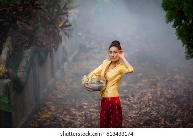 Beautiful Laos Women In Laos Traditional Dress   Acting A Portrait Is A Laos Culture Beautiful