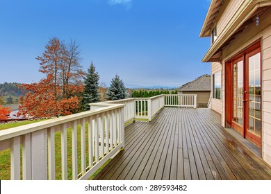 Beautiful Large Backyard With Deck, Lots Of Grass, And A View.