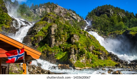 Beautiful Latefossen Latefoss One Biggest Waterfalls Stock Photo ...