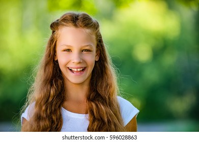 Beautiful Laughing Young Girl Close Against Stock Photo 596028863 ...