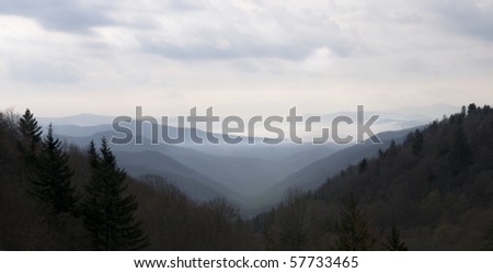 Beautiful layered Smoky Mountains panaramic,