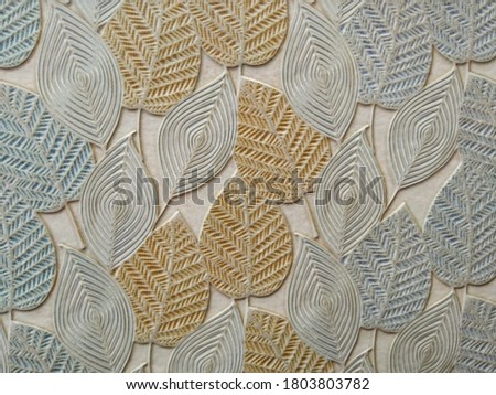 Beautiful leaf texture of tile.leaves pattern of wall tile with shallow depth of field.