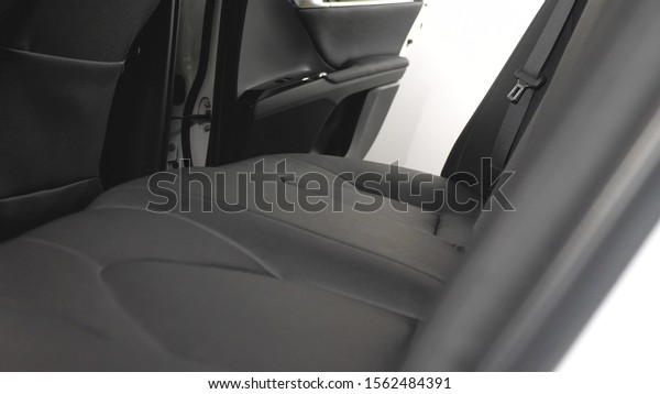 beautiful leather car interior design. luxury\
leather seats in the car. Black leather seat covers in car.\
artificial leather rear seats in the\
car.