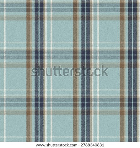 A beautiful light blue plaid pattern woven with navy blue and brown stripes.