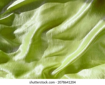 Beautiful Light Green Silk Fabric. Aesthetic Background