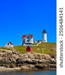 Beautiful lighthouse on coastal Maine