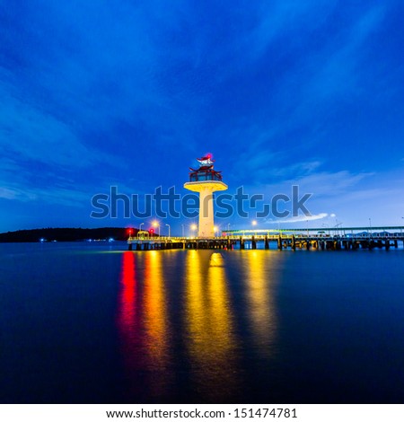 beautiful lighthouse in Si Chang island, Thailand