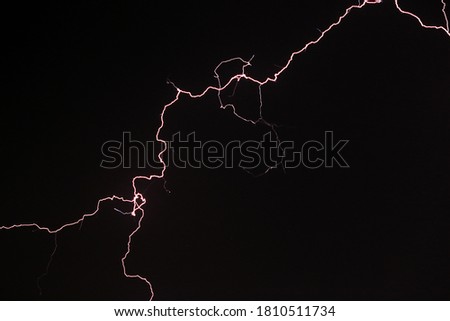 Beautiful lightining pattern illuminating dark sky