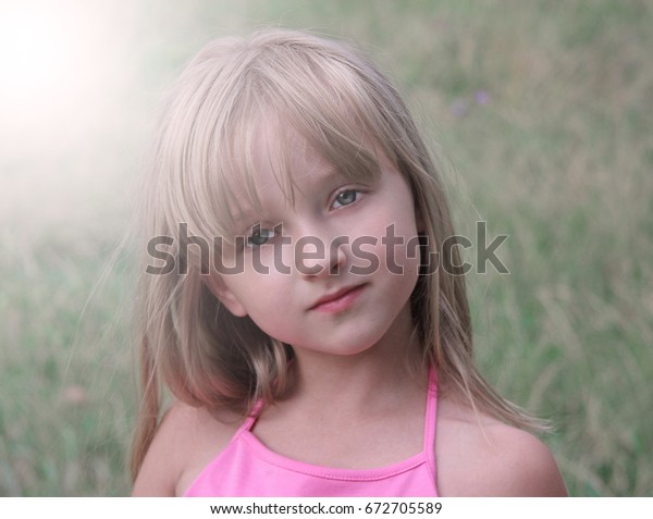 Beautiful Little Blonde Hair Girl Has Stock Photo Edit Now 672705589