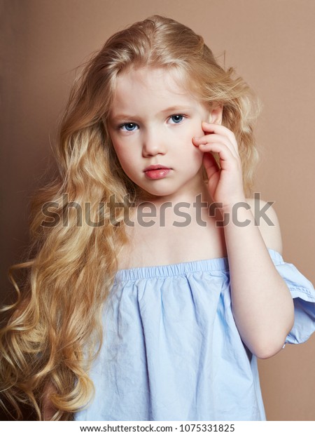 Beautiful Little Girl Blonde Curly Hair Stock Photo Edit Now