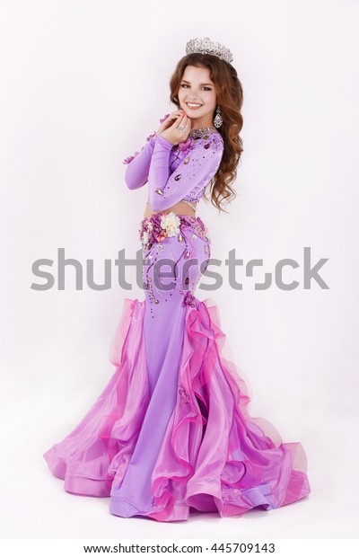 Beautiful Little Girl Crown Tiara Studio Stock Photo 445709143 ...