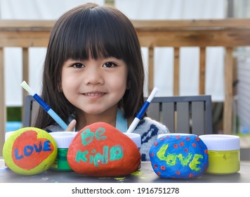 Beautiful Little Girl And Her Rock Arts