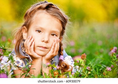 Beautiful Little Girl Lies On Green Stock Photo 60930079 | Shutterstock