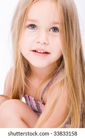 Beautiful Little Girl With Long Blonde Hair