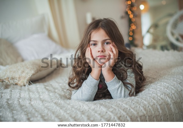 Beautiful Little Girl Long Dark Curly Stock Photo 1771447832 | Shutterstock