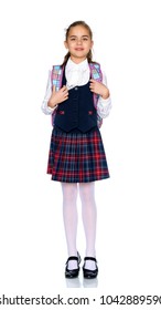 Beautiful Little Girl School Uniform On Stock Photo 1047684418 ...