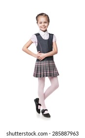 Beautiful Little Girl School Uniform Isolated Stock Photo 285887963 ...