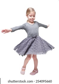 Beautiful Little Girl Spinning Around Isolated Stock Photo 254095660 