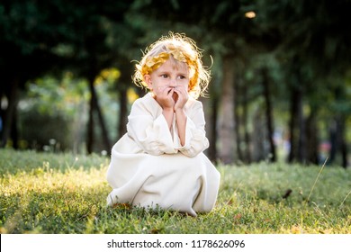 Beautiful Little Girl Standing Sun Park Stock Photo 1178626168 ...