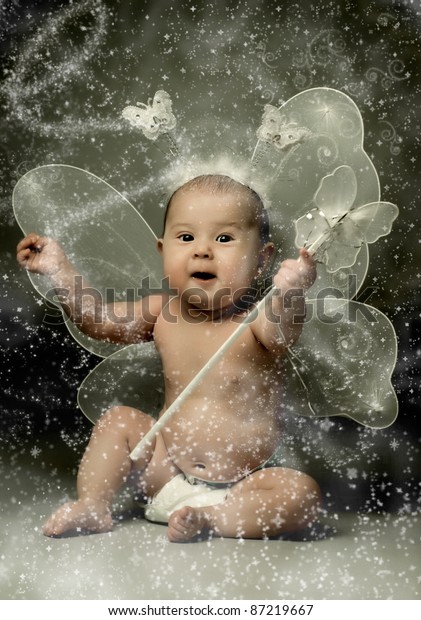 Beautiful Little Kid Wings Sit Make Stock Photo 87219667 | Shutterstock