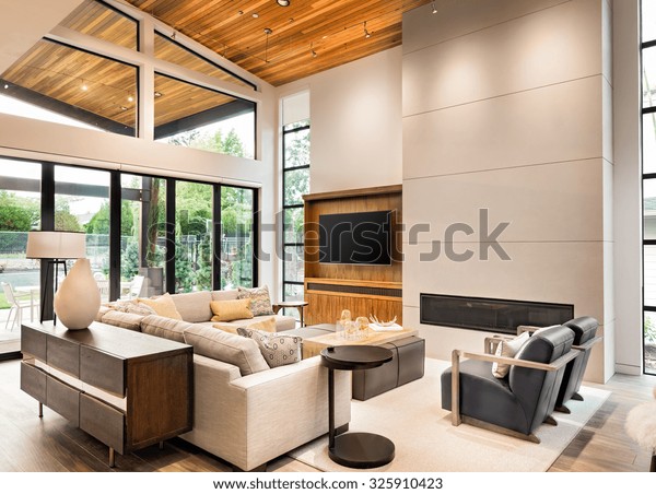 Beautiful Living Room Interior Hardwood Floors Stock Photo Edit