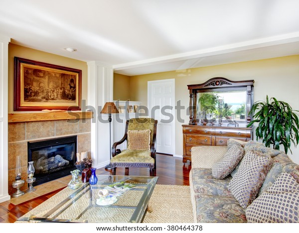 Beautiful Living Room Large Windows Tile Stock Photo Edit Now
