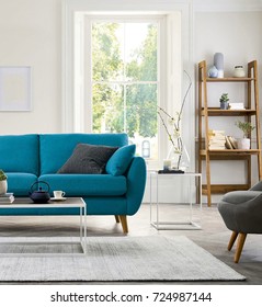 Beautiful living room with modern sofa