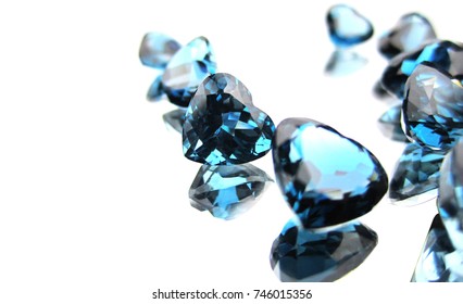 Beautiful London Blue Topaz Gemstone On White Background