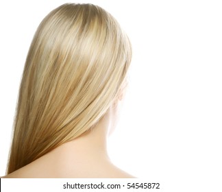 Beautiful long blond hair /woman shot from back isolated on white - Shutterstock ID 54545872