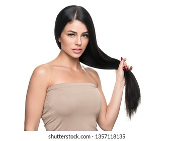 Beautiful Long Hair Woman With Black Hairstyle