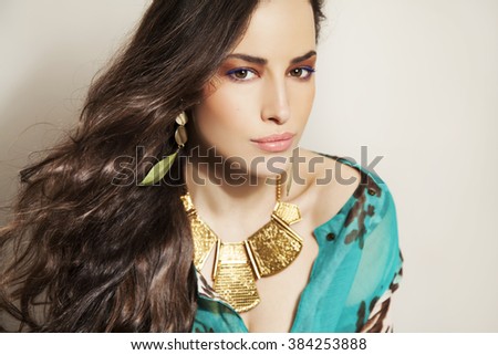 Similar – Close-up portrait of young brunette woman