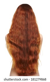 Beautiful Long Red Hair Woman, Back View