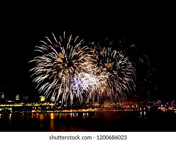 Beautiful Loto Quebec Fireworks During Festivities In Quebec City . 