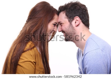 Similar – Image, Stock Photo Young couple screaming to each other