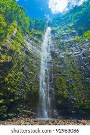 Beautiful Lush Waterfall In Hawaii