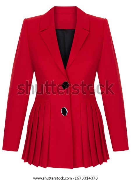 Beautiful Luxurious Fashionable Female Red Jacket Stock Photo ...