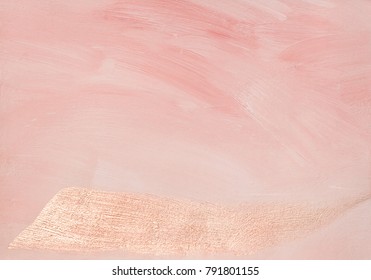 Beautiful luxurious soft pink abstract painted background texture with shiny metallic golden brush stroke - Shutterstock ID 791801155