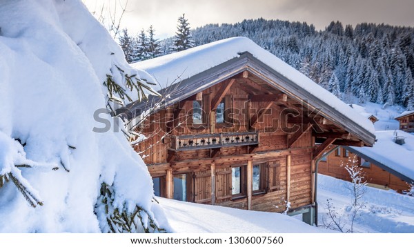 Beautiful Luxury Chalet French Alps Winter Stock Photo Edit Now