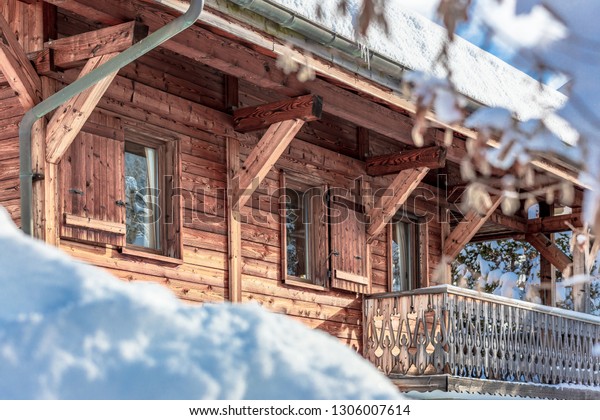 Beautiful Luxury Chalet French Alps Winter Royalty Free Stock Image