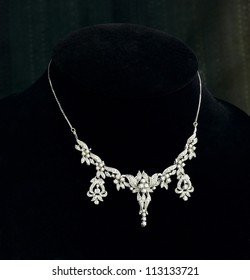 Beautiful And Luxury Diamond Necklace On Black Stand