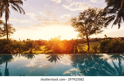 Beautiful Luxury Home with Swimming Pool at Sunset  - Shutterstock ID 297923582