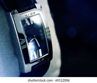 Beautiful Luxury Platinum Watch In Store. Extreme Close-up, Great Dof.