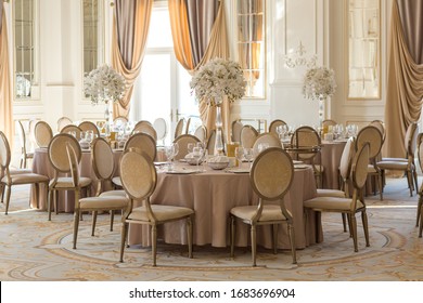 Beautiful Luxury Reception Room Prepared For Wedding