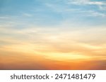 Beautiful , luxury soft gradient orange gold clouds and sunlight on the blue sky perfect for the background, take in everning,Twilight, Large size, high definition landscape photo